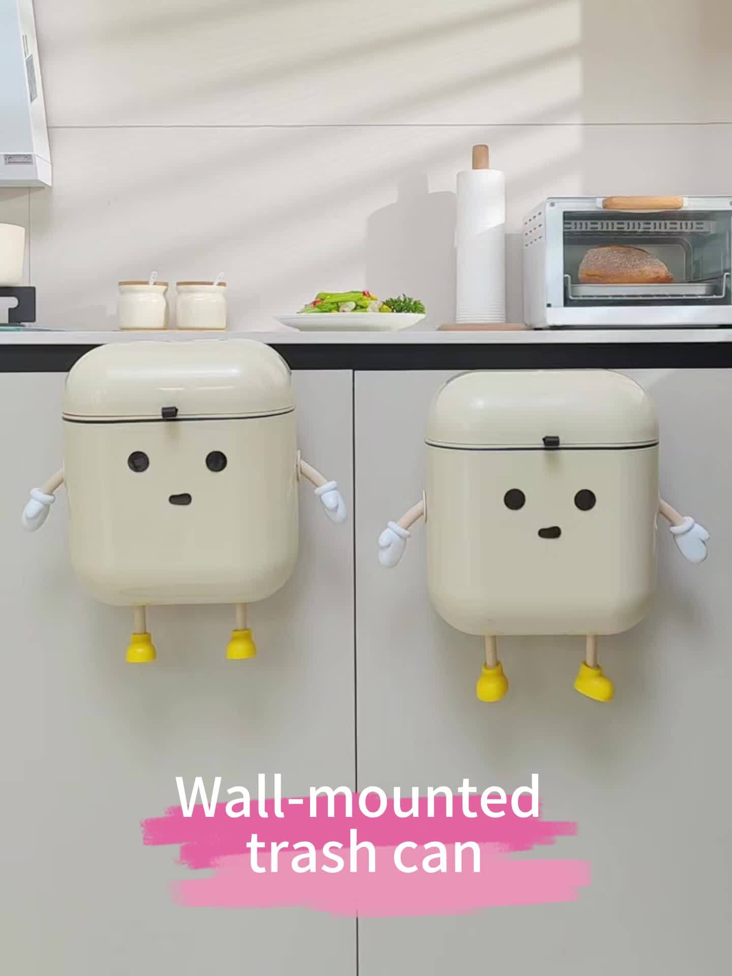 Adorable No-Drill Wall Trash Can