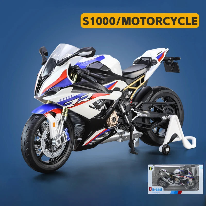 1:9 BMW S1000RR Large Size Alloy Die Cast Motorcycle Model Toy Vehicle Collection Carrying Lighting Off Road Autocycle Toys Car