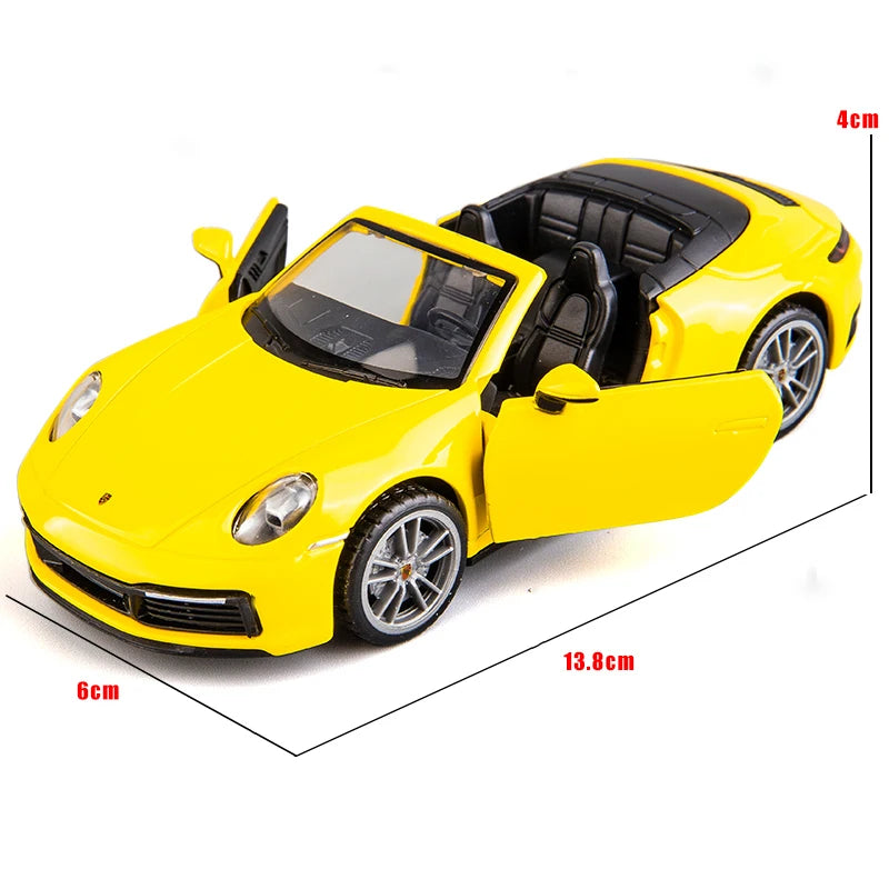 1:32 Porsche 911 Carrera Alloy Cast Toy Car Model Sound and Light Pull Back Children's Toy Collectibles Birthday gift