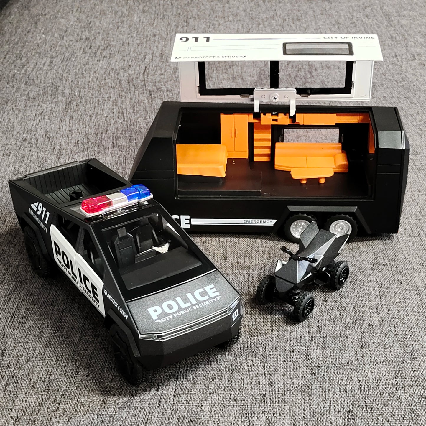1:32 Police Tesla Cybertruck Trailer