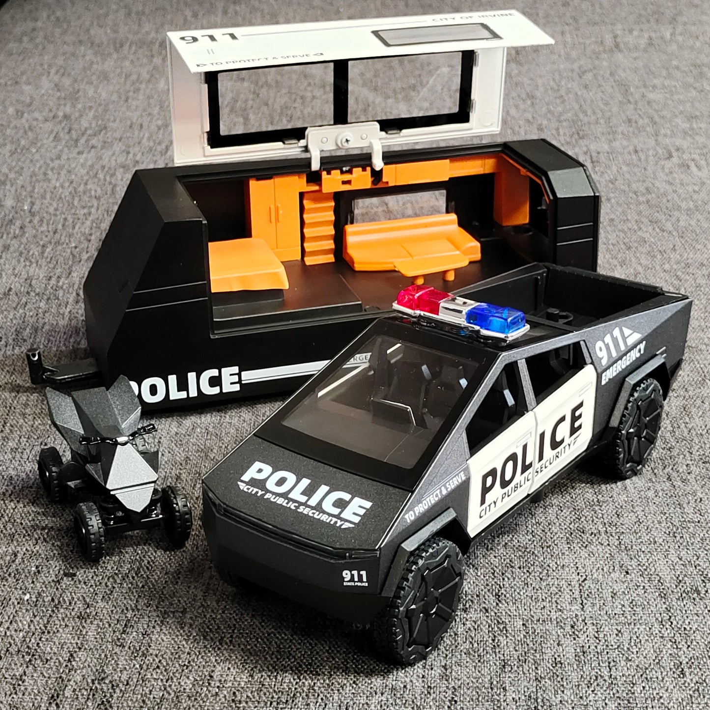 1:32 Police Tesla Cybertruck Trailer