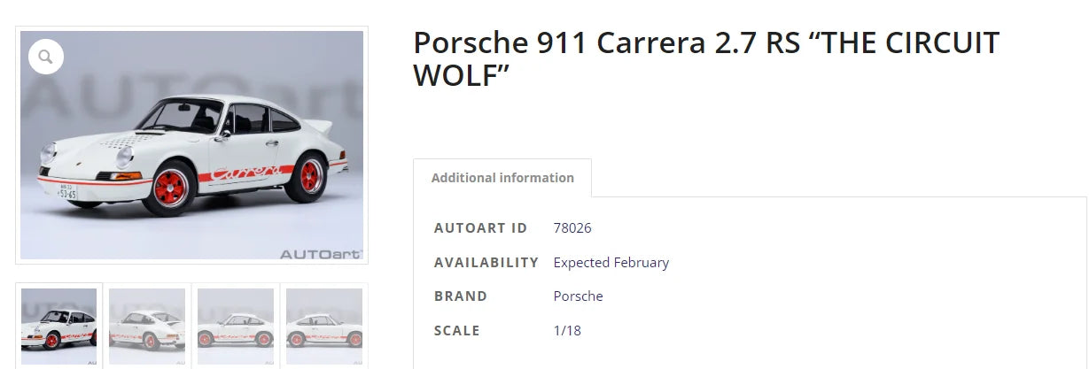 1:18 Porsche 911 Carrera 2.7 RS "THE CIRCUIT WOLF"