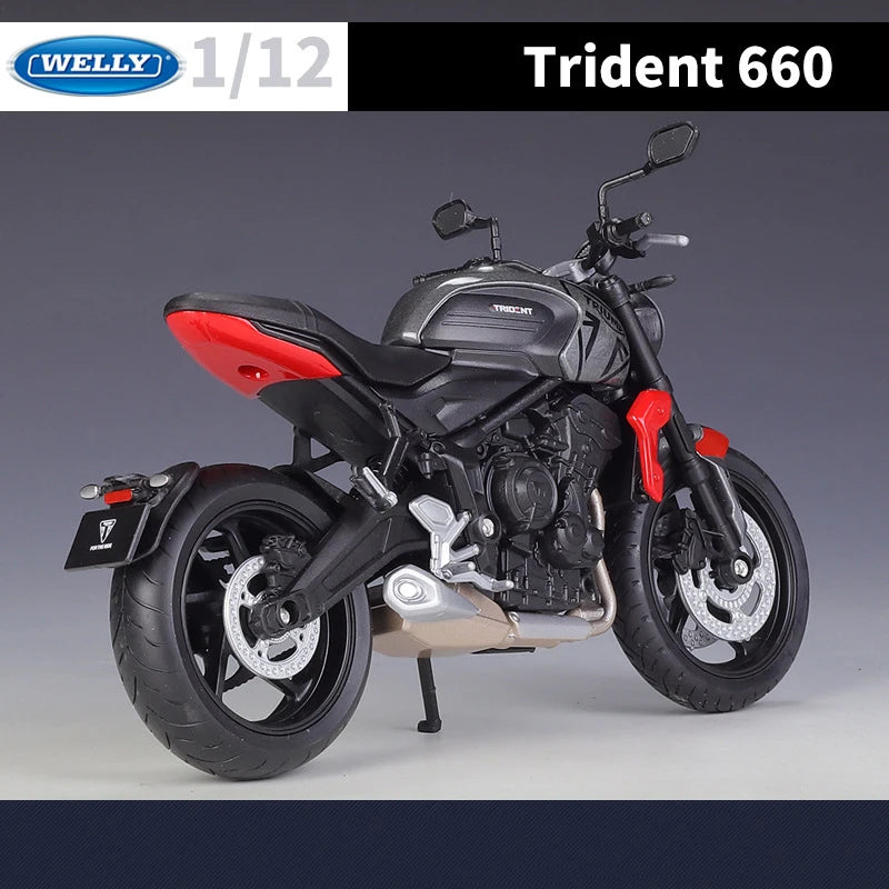 WELLY 1/12 Triumph Trident 660 2021 Motorcycle Model Toy Vehicle Collection Autobike Shork-Absorber Off Road Autocycle Toys Car