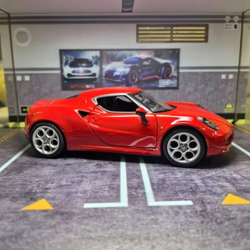 1:24 Alfa Romeo 4C Coupe Alloy Sports Car Model Diecast Metal Toy Racing Vehicles Car Model High Simulation Collection Kids Gift