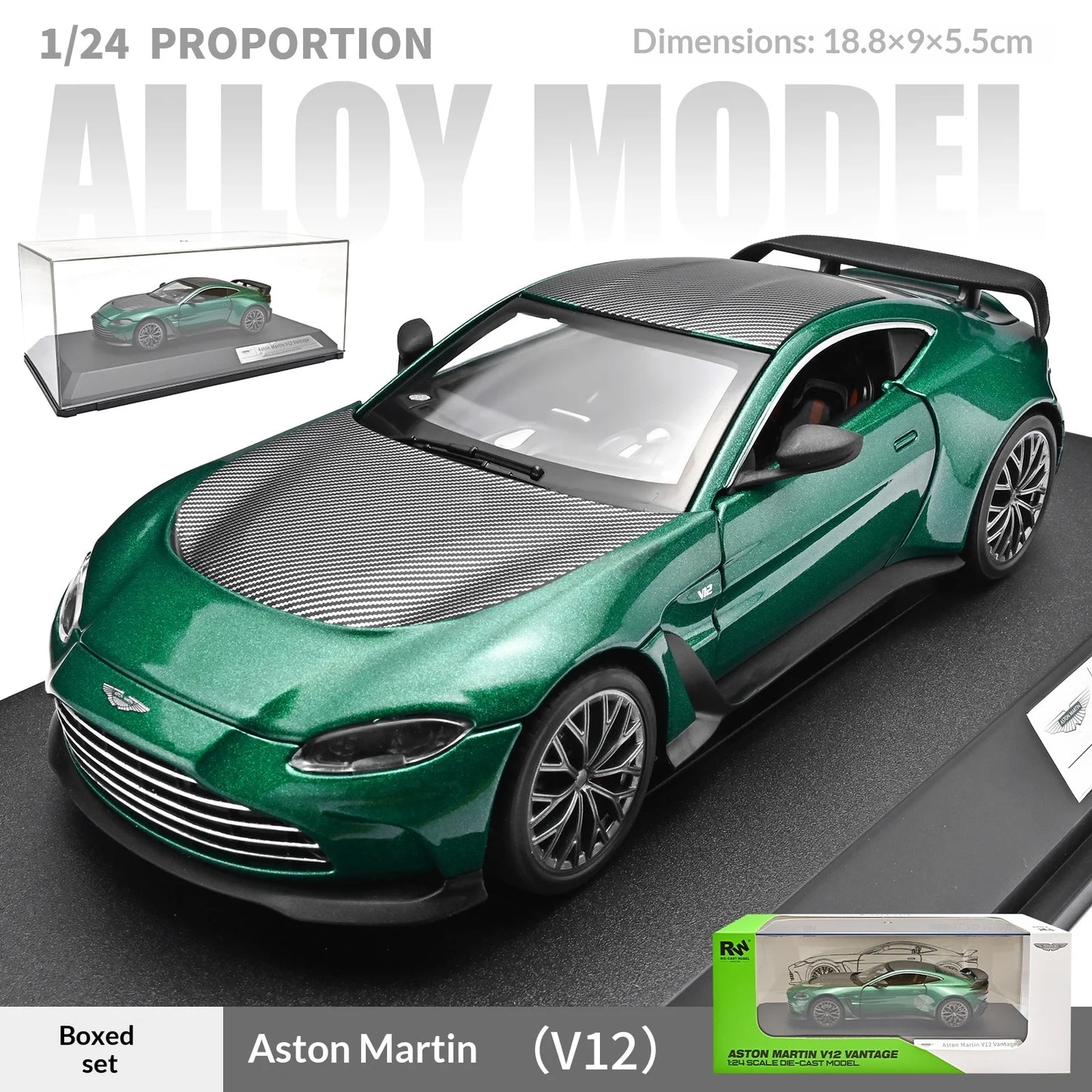 1:24 Aston Martin V12 Car Model with Display Base
