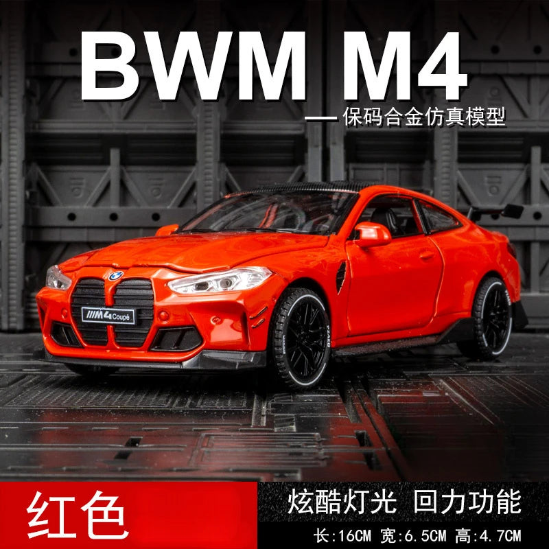 1:32 BMW M4 Coupe Alloy Sports Car Model Diecasts & Toy Vehicles Metal Toy Car Model Sound Light Simulation Collection Gift