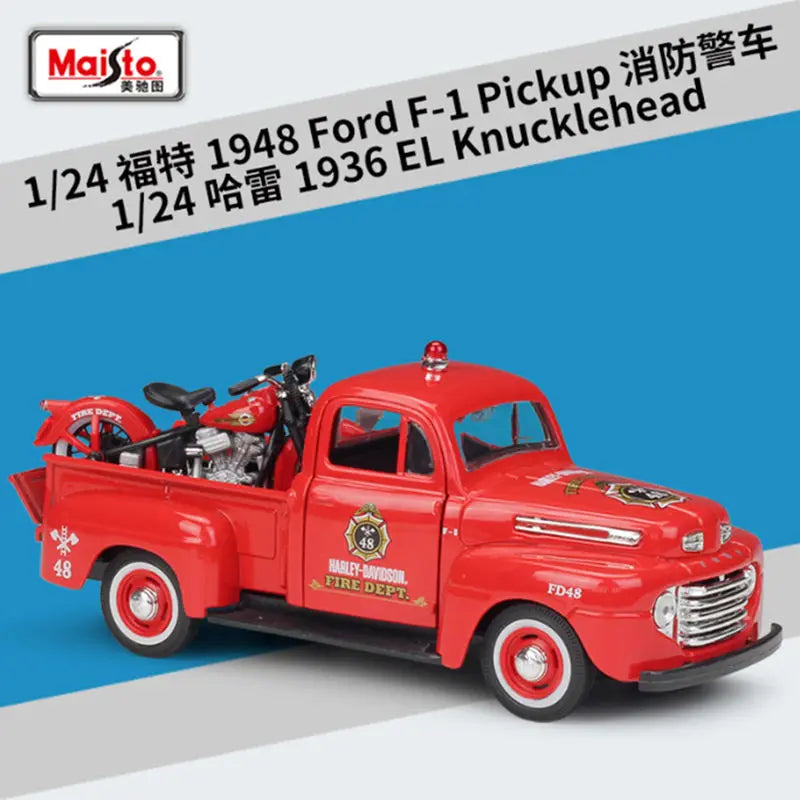 1:24 Ford F1 F350 Chevrolet 3100 Pickup + Motorcycle