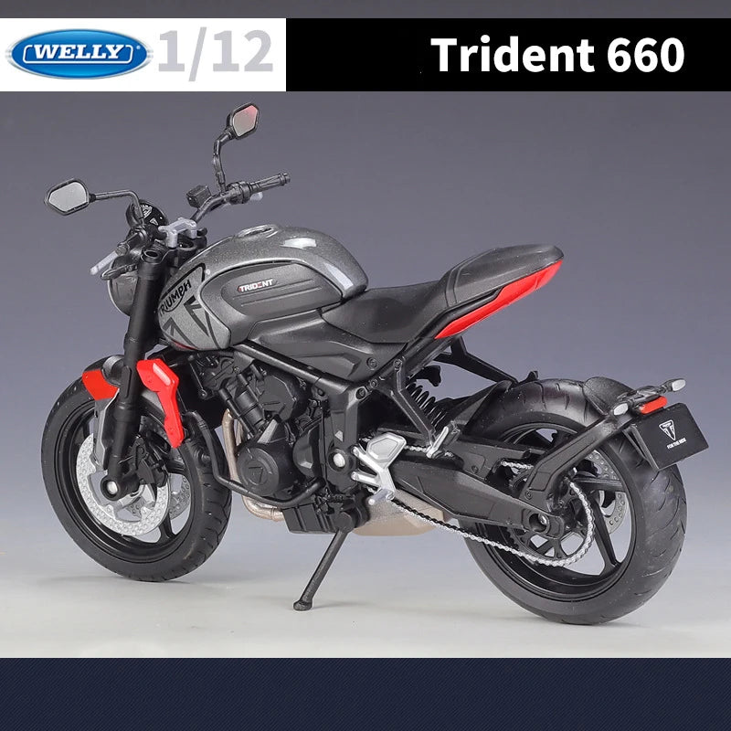 WELLY 1/12 Triumph Trident 660 2021 Motorcycle Model Toy Vehicle Collection Autobike Shork-Absorber Off Road Autocycle Toys Car