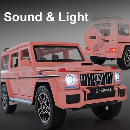 1:24 Mercedes-Benz AMG G63 Car Model Toy Metal Diecast Off-road Vehicle Models Ornaments Sound Light Pull Back Toys Collection