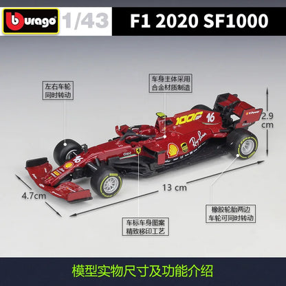 1:43 Ferrari F1 Car 2020 Season Sf1000 Race Car Team 1000th Anniversary