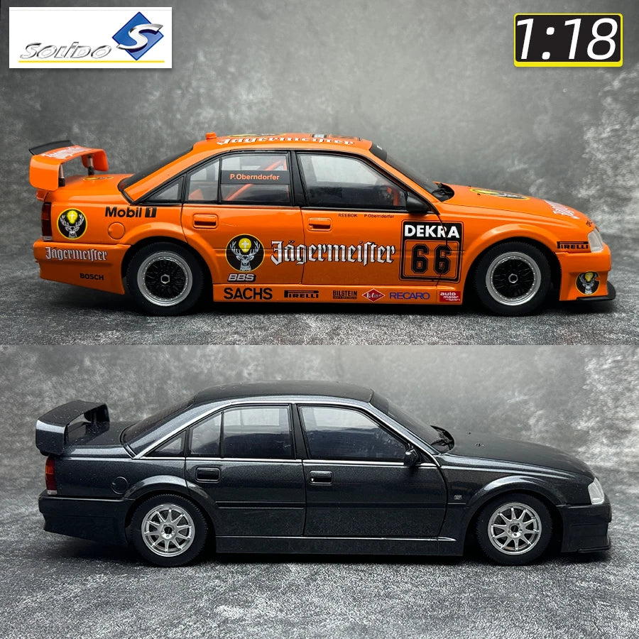 Solido 1/18 OPEL Racing 66# OPEL OMEGA 500 BLACK 1990 Orange metal static decoration holiday gift collection