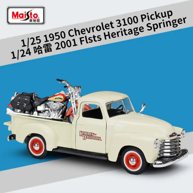 1:24 Ford F1 F350 Chevrolet 3100 Pickup + Motorcycle