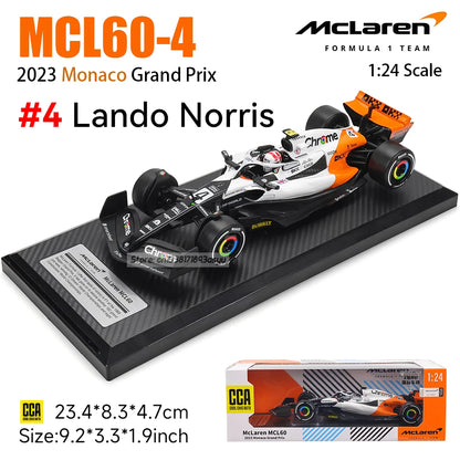 1:24 McLaren F1 White Monaco version 2023 MCL60 4# Lando Norris 81# Oscar Piastri