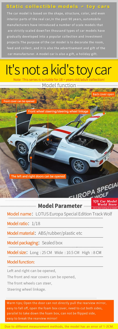 1:18 Lotus Europa Special Edition Track Wolf Car