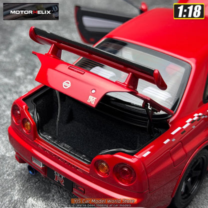 MOTORHELIX  1:18 scale new  Skyline R34 CUSTOMIZED VERSION car model static display festive gift collection