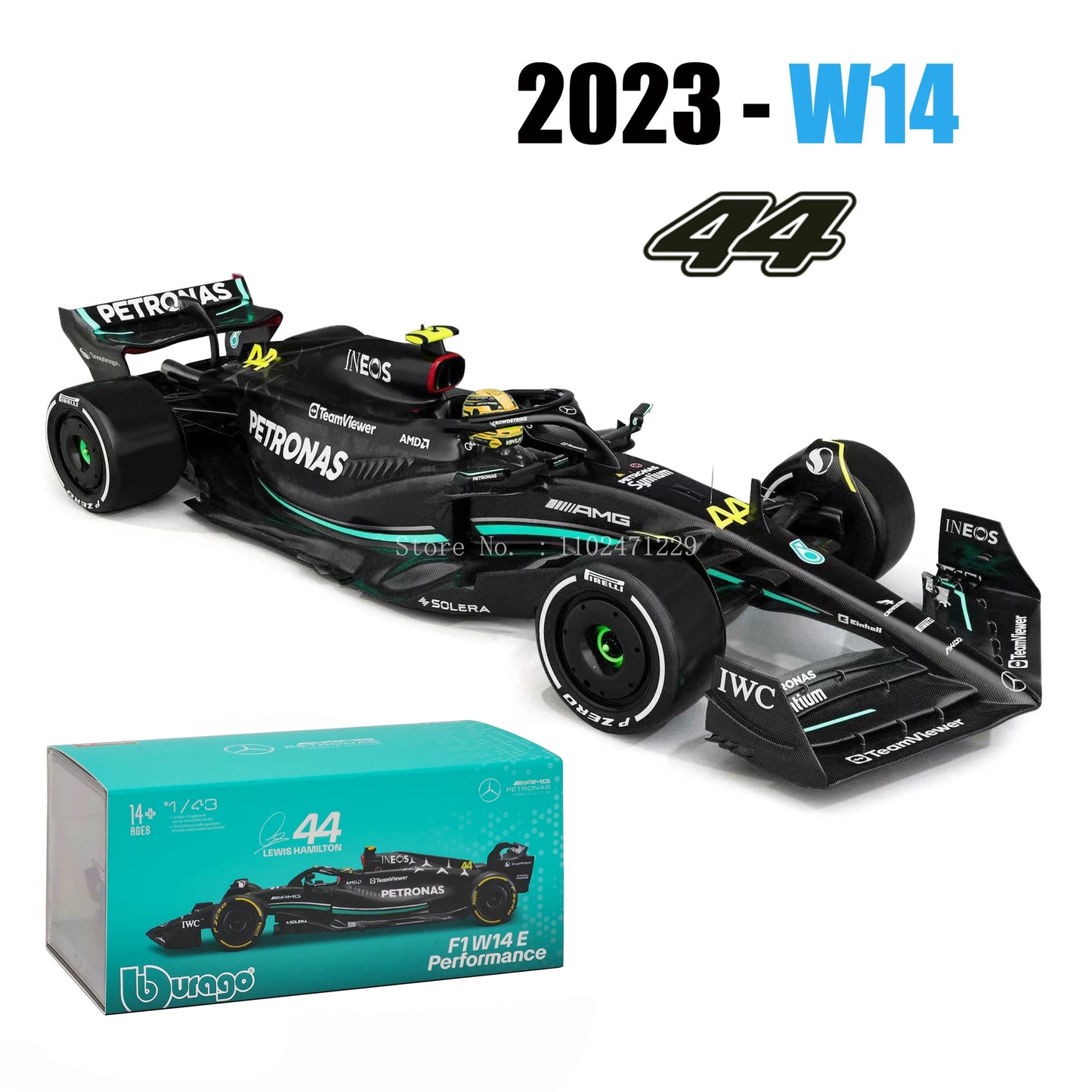 1:43 F1 Aston Martin Aramco F1 Team AMR23 2023 #14 Alonso #18 Stroll
