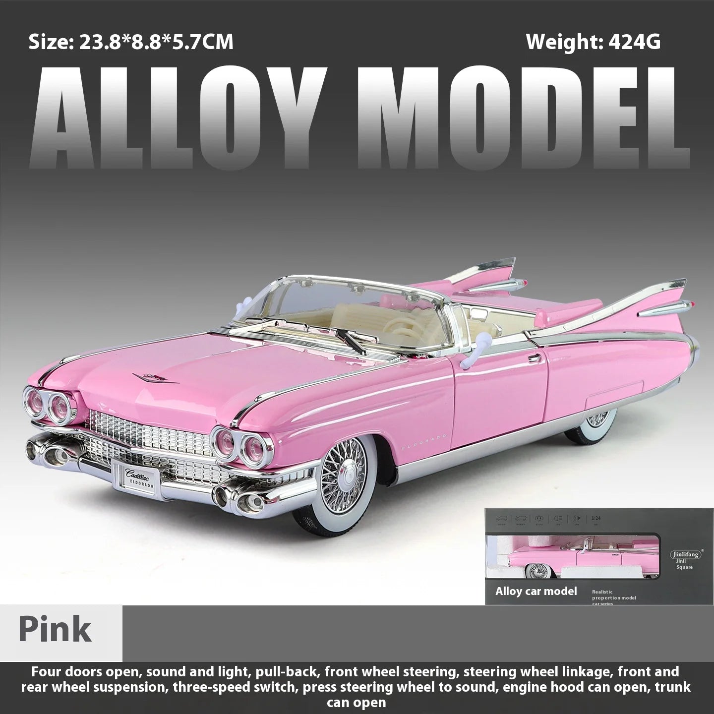 1:24 retro luxury convertible sports car