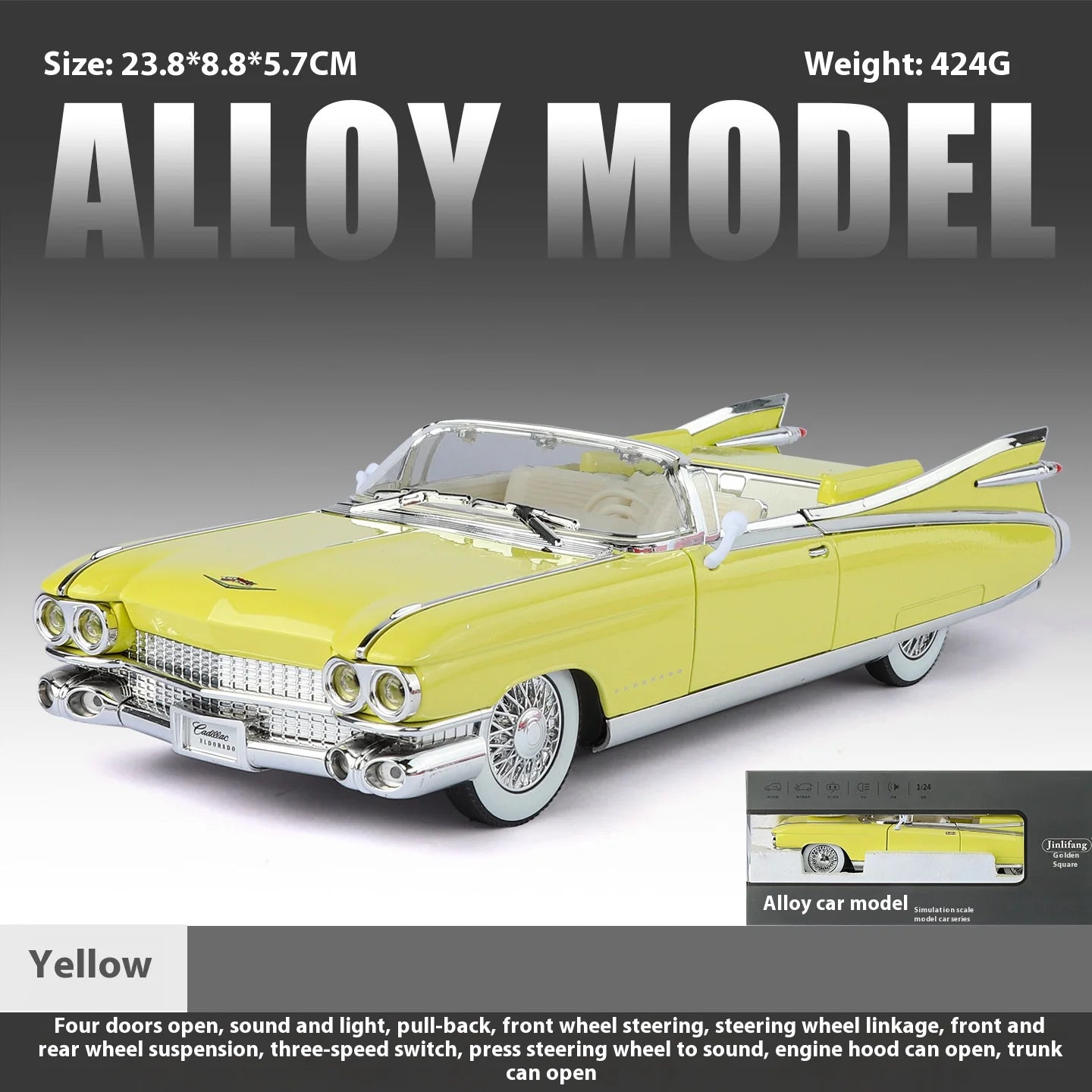 1:24 retro luxury convertible sports car