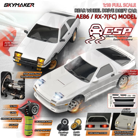 1:18 RC Drift Car AE86 Model LD1801 RX-7 FC LD1802
