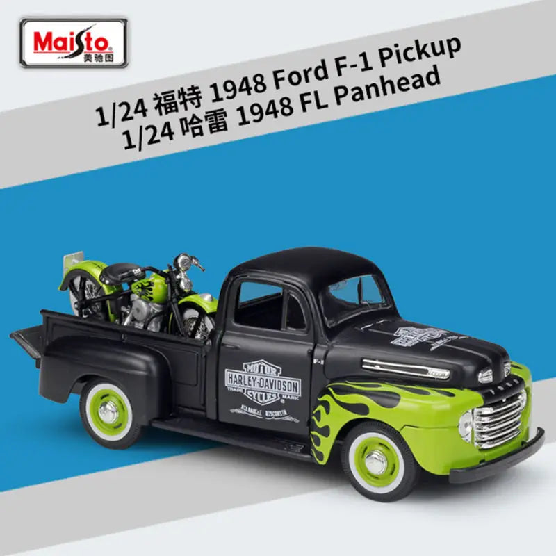 1:24 Ford F1 F350 Chevrolet 3100 Pickup + Motorcycle