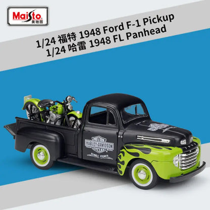 1:24 Ford F1 F350 Chevrolet 3100 Pickup + Motorcycle