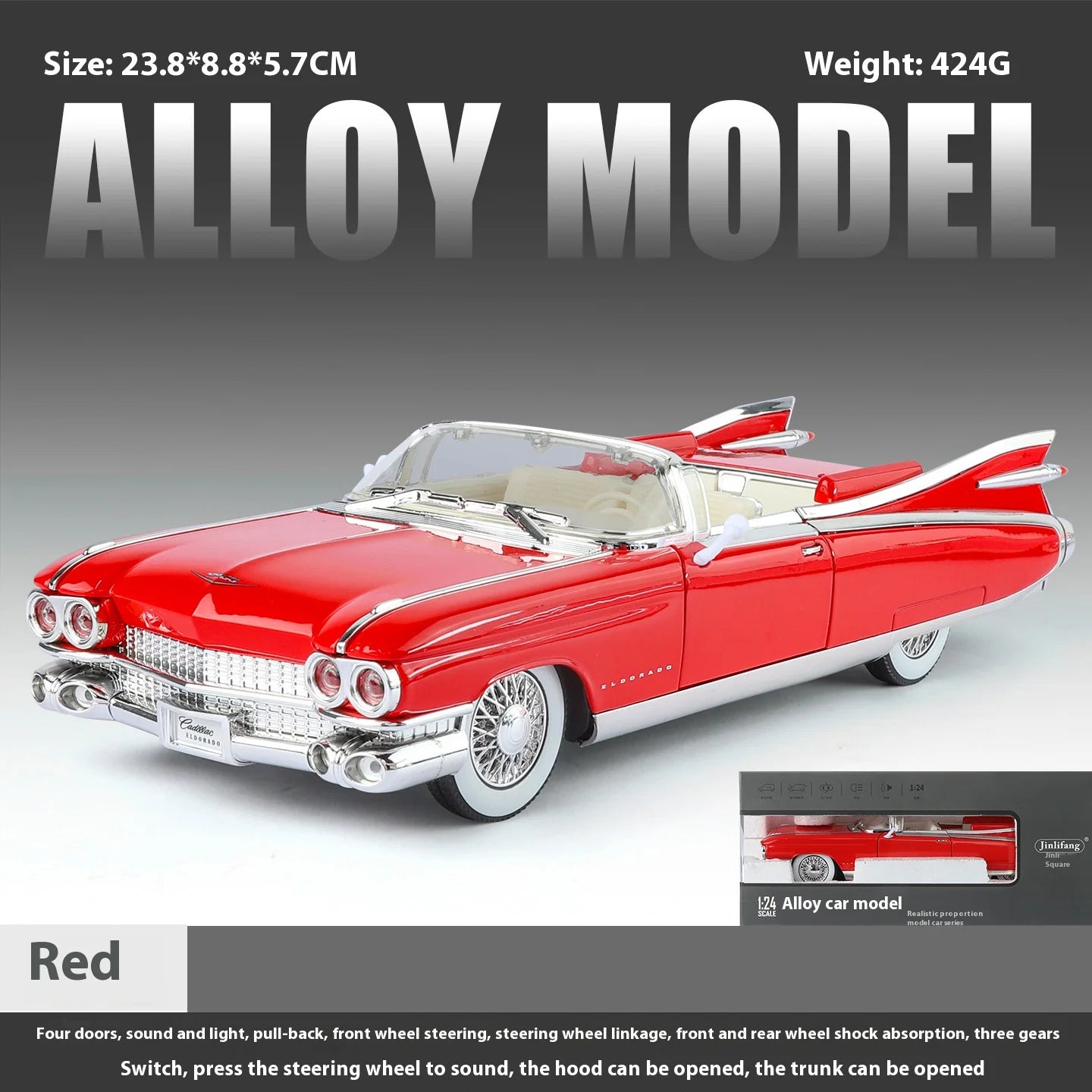 1:24 retro luxury convertible sports car