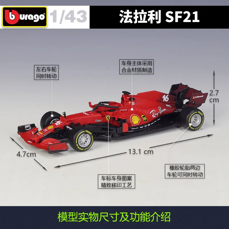 1:43 F1 Racing 2021 Season Ferrari Team Sf21 #16 #55
