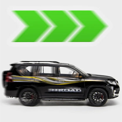 1:18 Prado SUV Alloy Car Model Diecast Metal Toy Off-road Vehicle Car Model High Simulation Sound and Light Toy Gift
