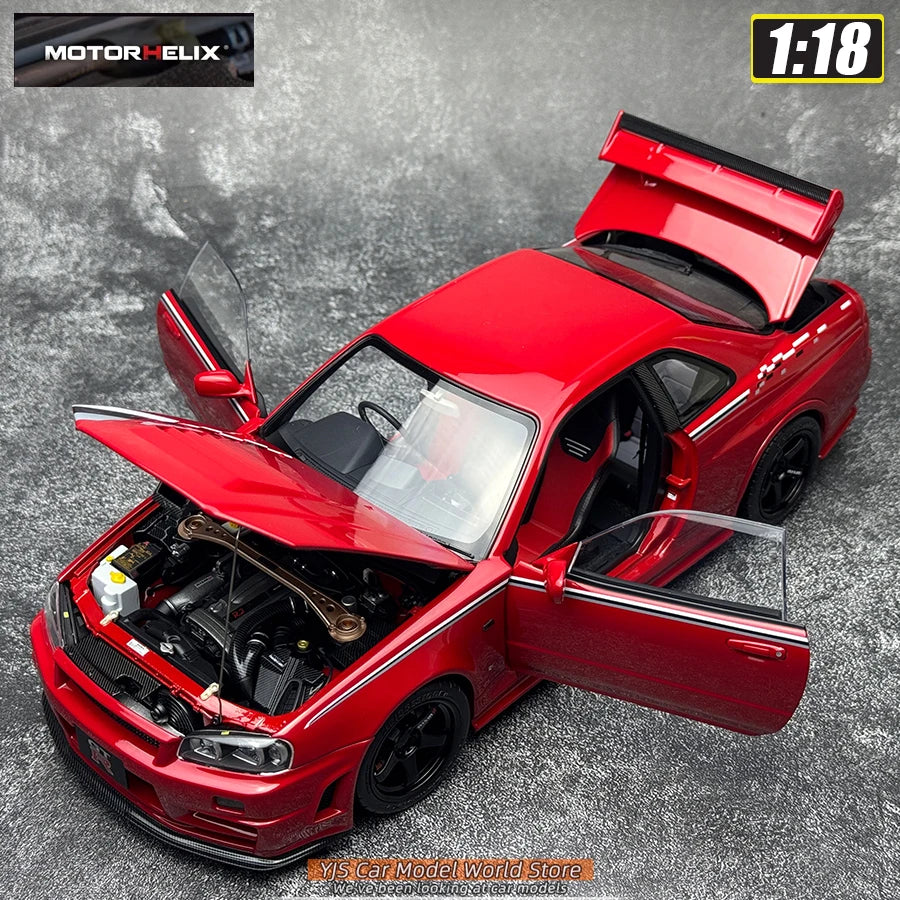 MOTORHELIX  1:18 scale new  Skyline R34 CUSTOMIZED VERSION car model static display festive gift collection
