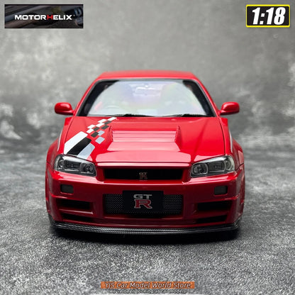 MOTORHELIX  1:18 scale new  Skyline R34 CUSTOMIZED VERSION car model static display festive gift collection