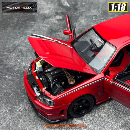 MOTORHELIX  1:18 scale new  Skyline R34 CUSTOMIZED VERSION car model static display festive gift collection