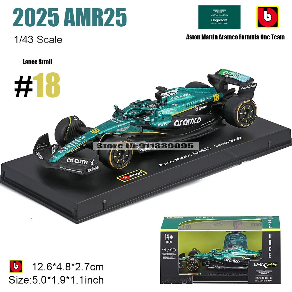 1:43 F1 2025 Aston Martin AMR25 14# Fernando Alonso 18# Lance Stroll