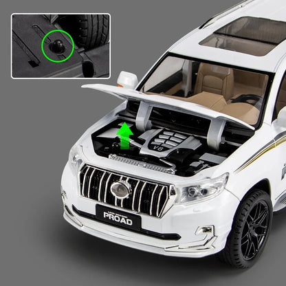 1:18 Prado SUV Alloy Car Model Diecast Metal Toy Off-road Vehicle Car Model High Simulation Sound and Light Toy Gift