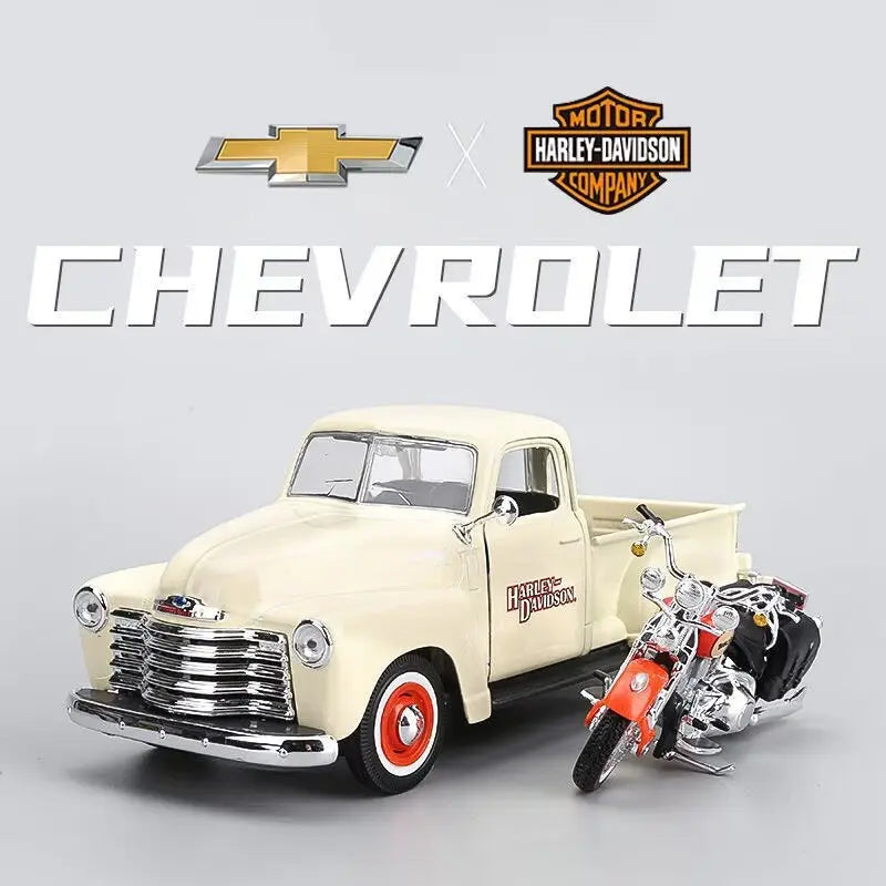 1:24 Ford F1 F350 Chevrolet 3100 Pickup + Motorcycle
