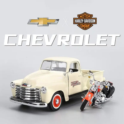 1:24 Ford F1 F350 Chevrolet 3100 Pickup + Motorcycle