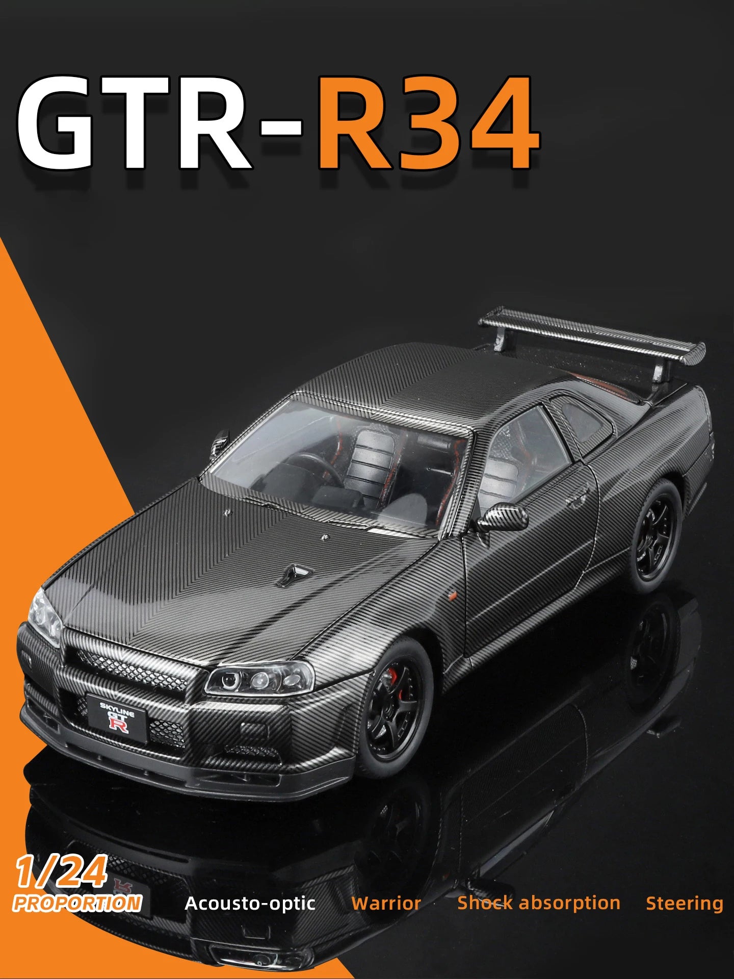 1:24 Nissan GTR R34 Skyline Carbon Fiber