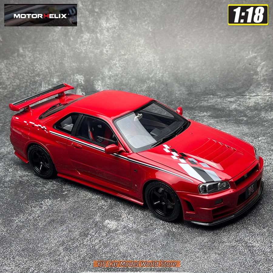 MOTORHELIX  1:18 scale new  Skyline R34 CUSTOMIZED VERSION car model static display festive gift collection