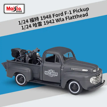 1:24 Ford F1 F350 Chevrolet 3100 Pickup + Motorcycle