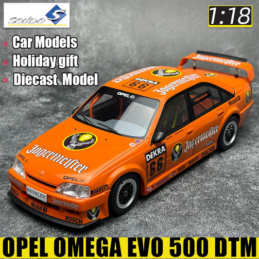 Solido 1/18 OPEL Racing 66# OPEL OMEGA 500 BLACK 1990 Orange metal static decoration holiday gift collection