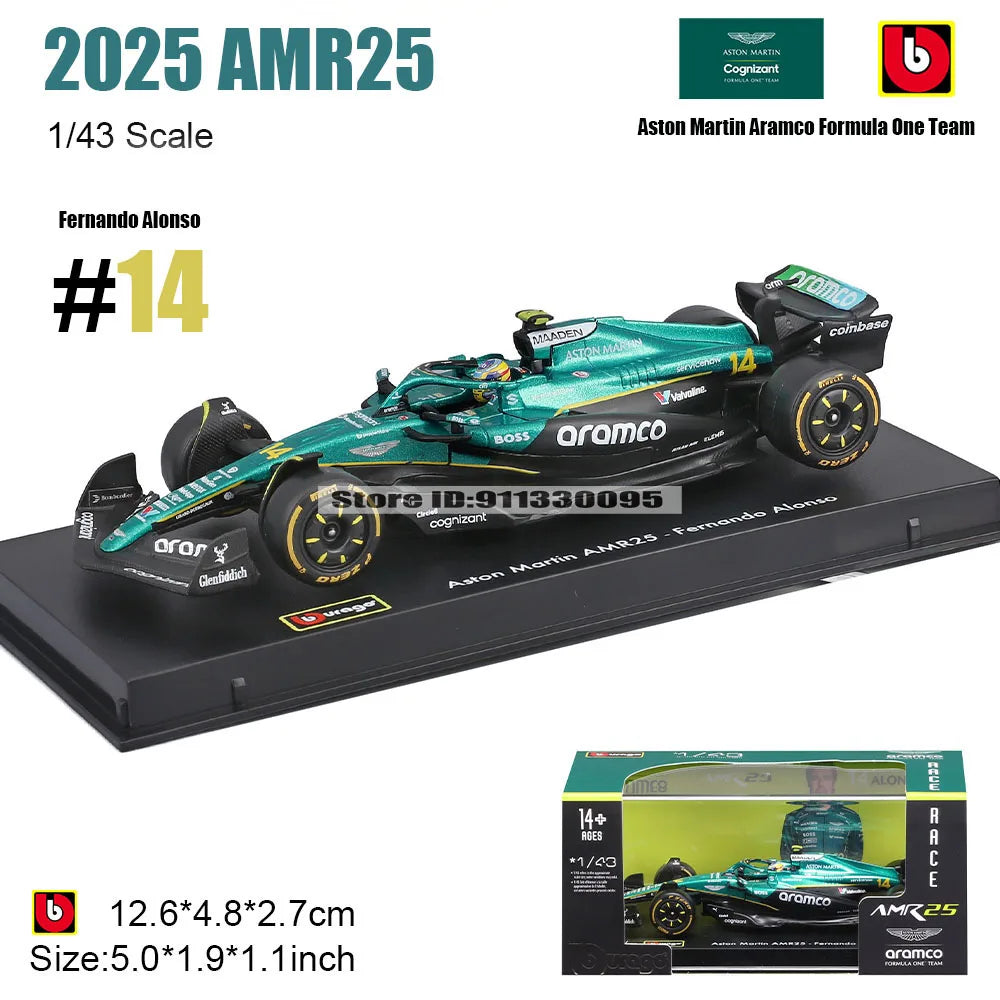 1:43 F1 2025 Aston Martin AMR25 14# Fernando Alonso 18# Lance Stroll