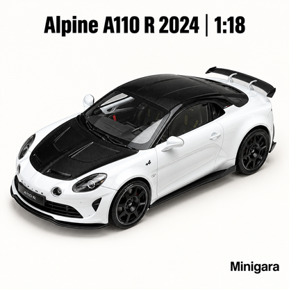Alpine A110 R trắng, mui và nắp ca-pô carbon đen