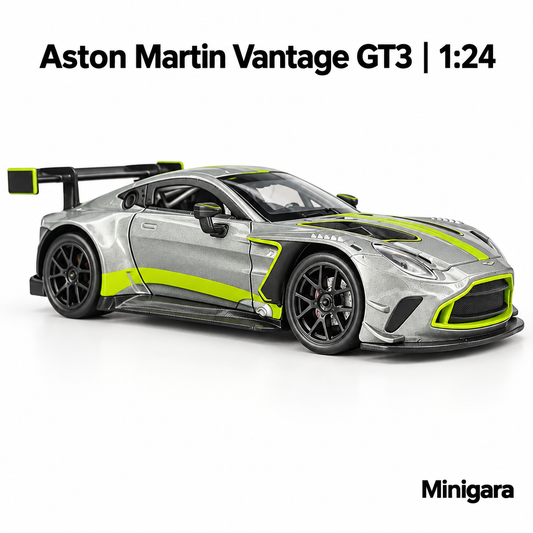 Aston Martin Vantage GT3 xám bạc viền lime