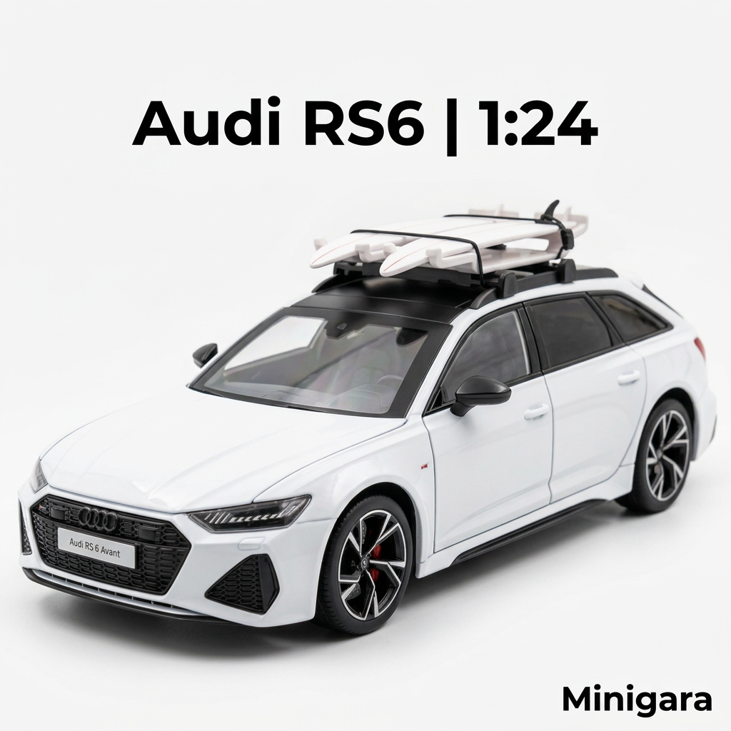 Audi RS6 trắng cùng hai ván trên nóc
