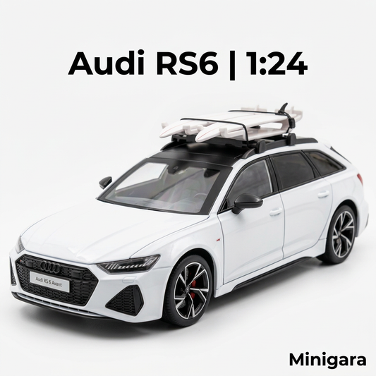 Audi RS6 trắng cùng hai ván trên nóc