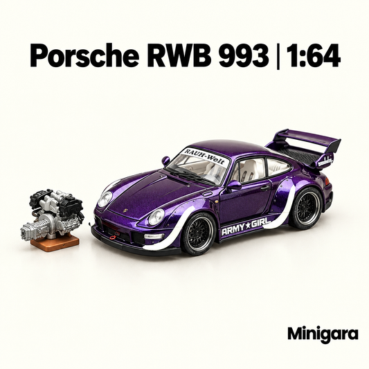 Bìa Porsche RWB 993 cùng động cơ rời