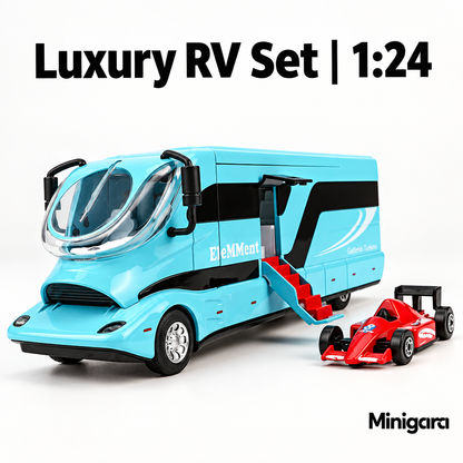 Bộ RV xanh cùng xe F1 đỏ