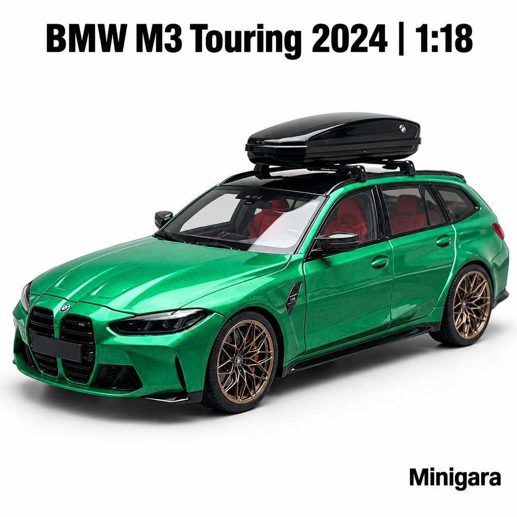 BMW M3 Touring xanh, giữ hộp nóc
