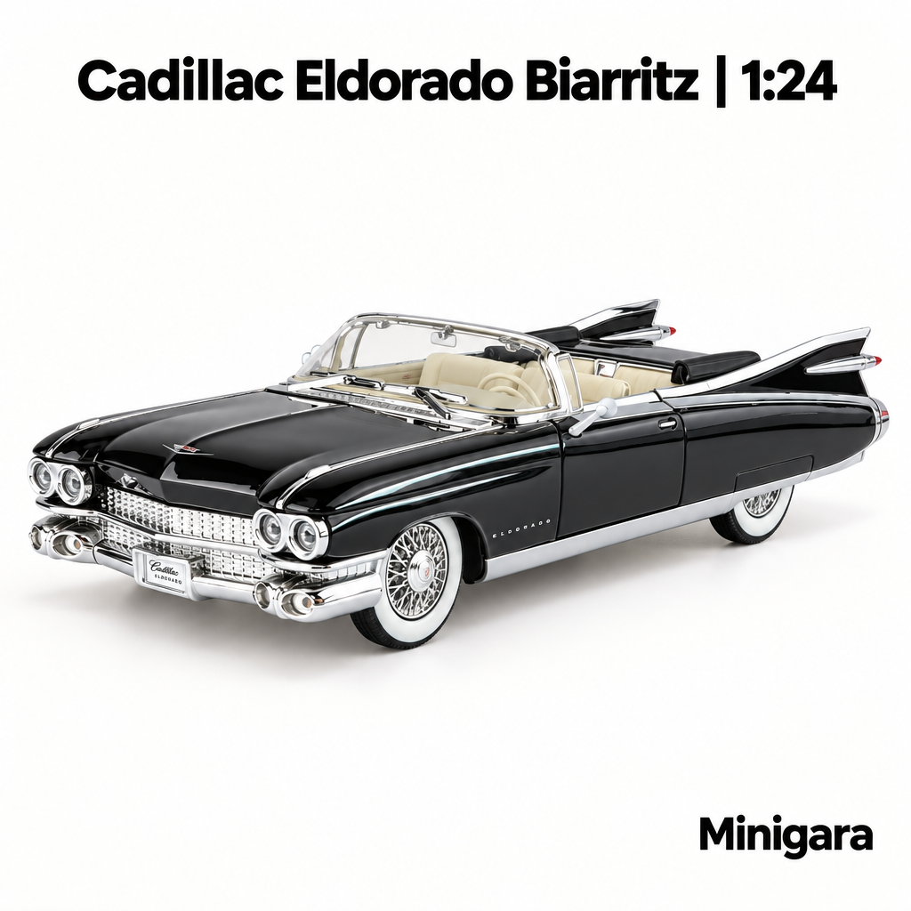 Cadillac Eldorado Biarritz đen mui mở theo ảnh nguồn