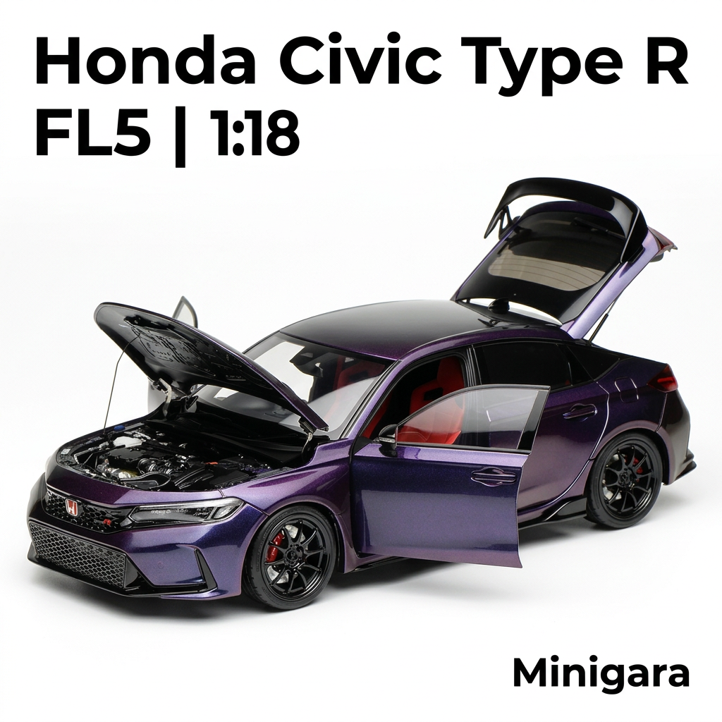 Civic FL5 tím, cửa và capo mở
