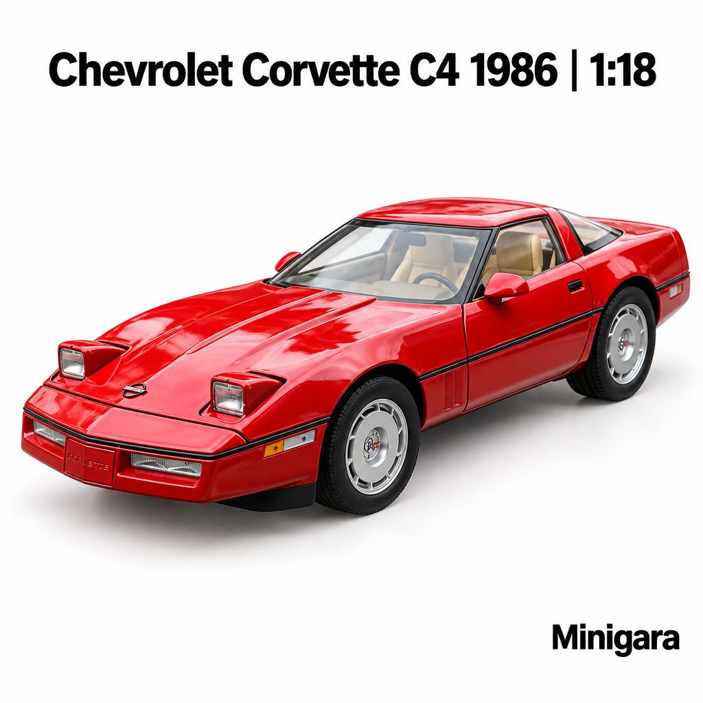 Corvette C4 đỏ, đèn bật mở